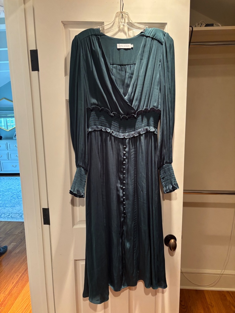 Chicwish Teal Long Sleeve Midi Dress